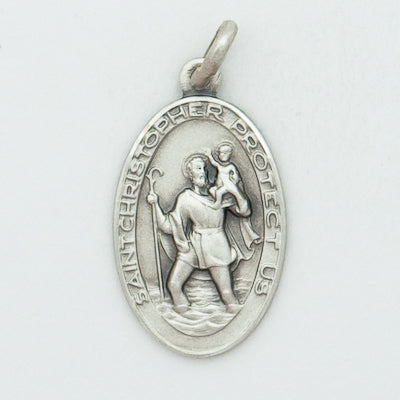 Sterling Silver Large Oval Saint Chris Medal V2