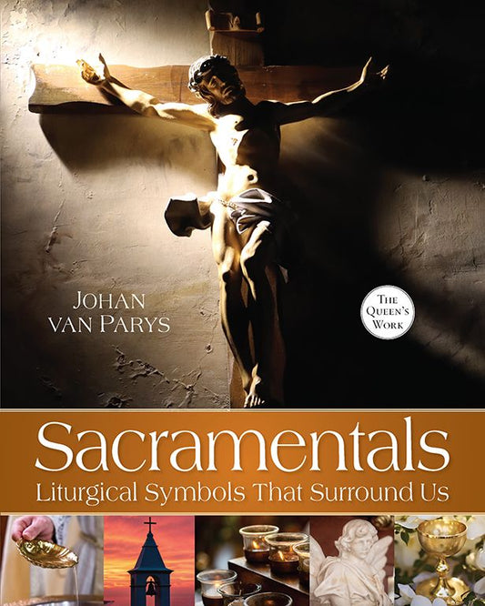 Book cover of 'Sacramentals' by Johan van Parys with a crucifix image.