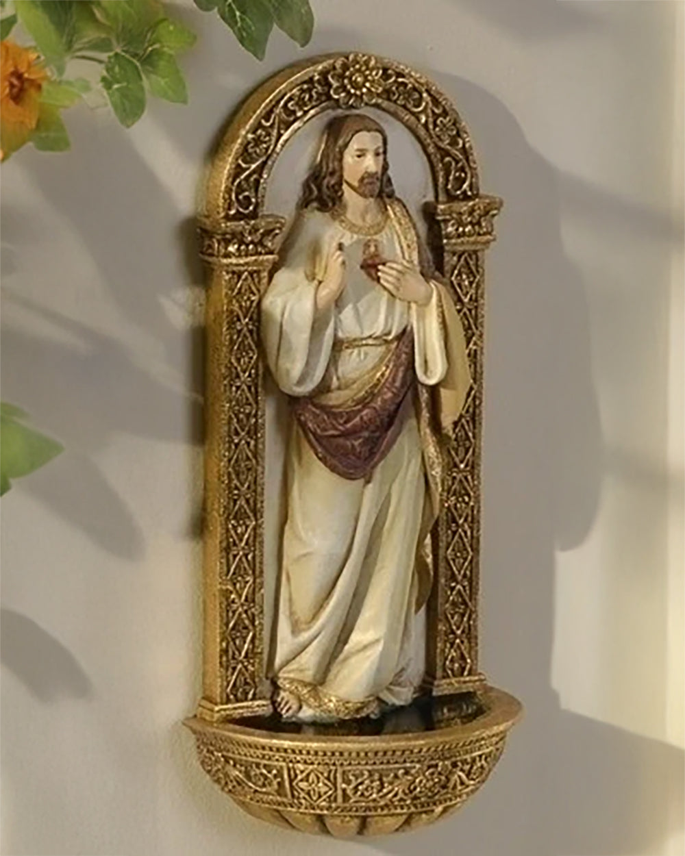 Sacred Heart of Jesus Holy Water Font 7"