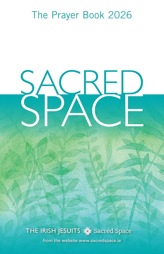 Cover of 'Sacred Space' prayer book 2026 with green and blue gradient background