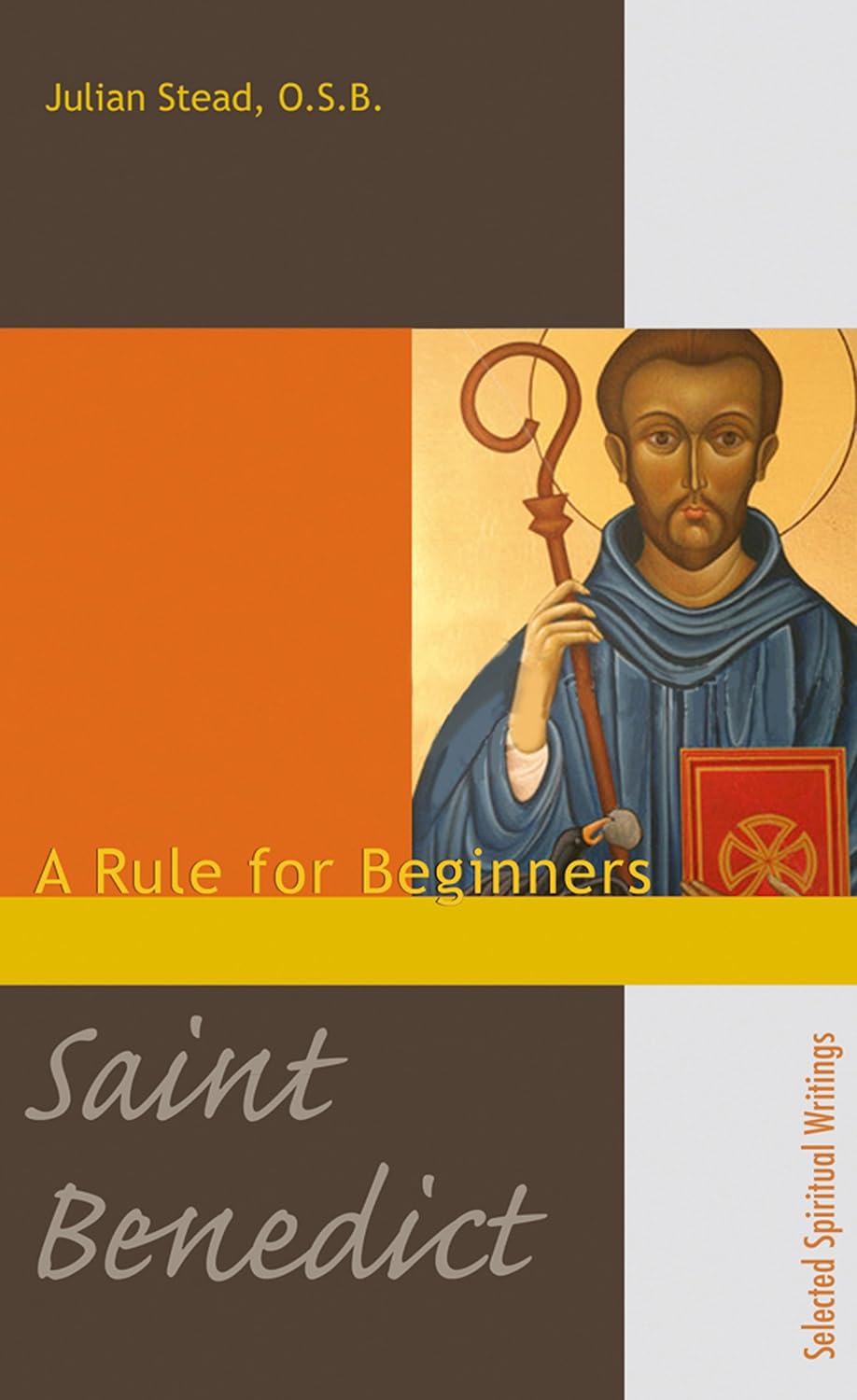 Book cover of 'A Rule for Beginners' by Saint Benedict with a stylized illustration of a monk.