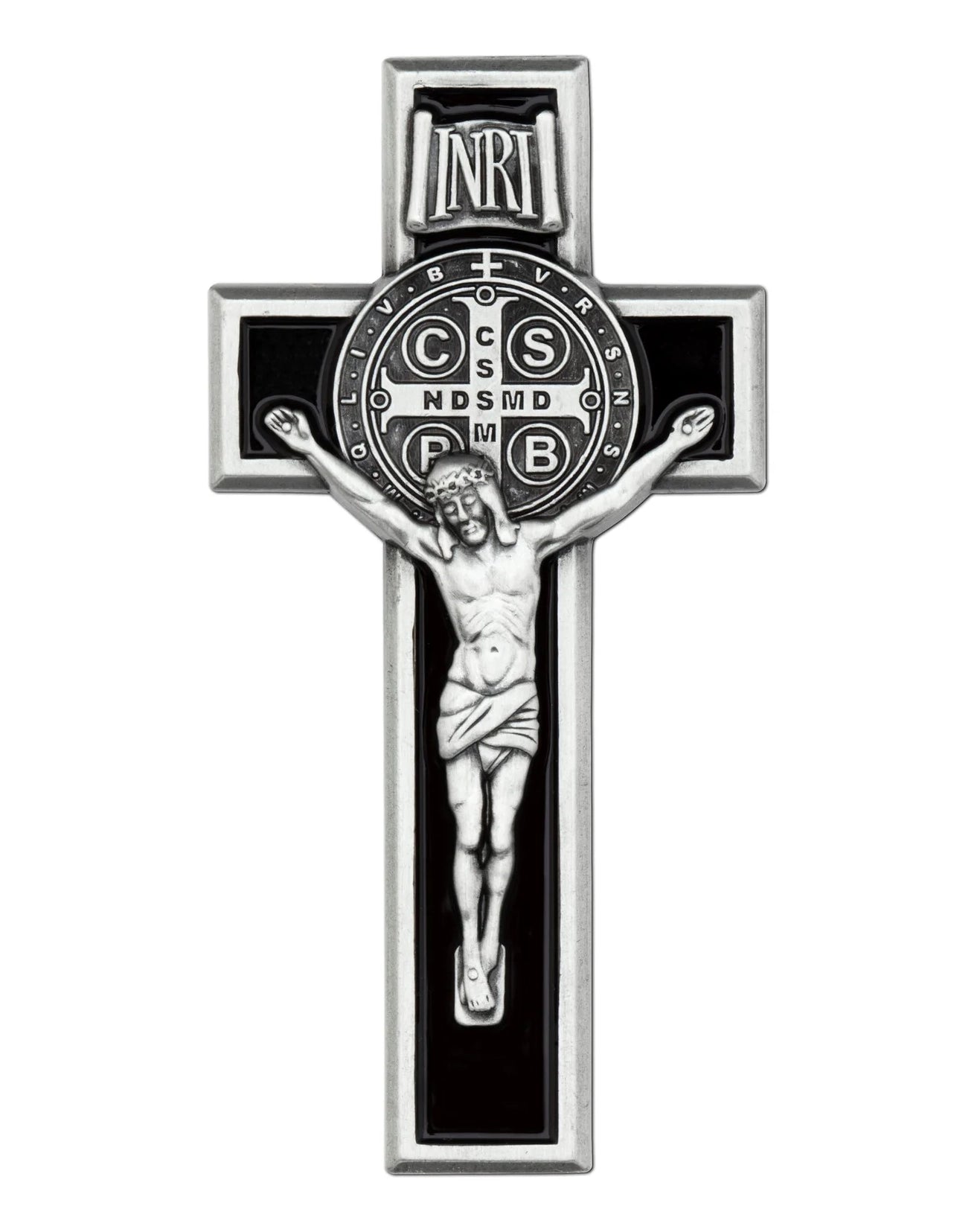 Black St. Benedict Crucifix Auto Visor Clip 3"