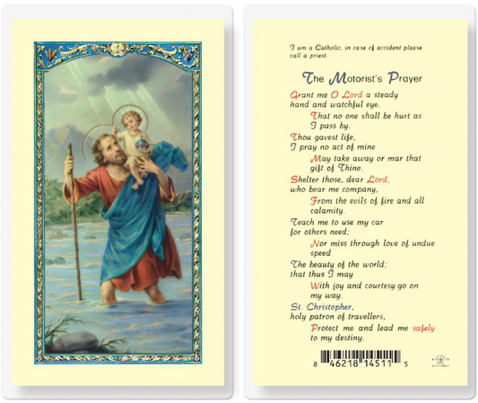 Saint Christopher Motorist Prayer Holy Card