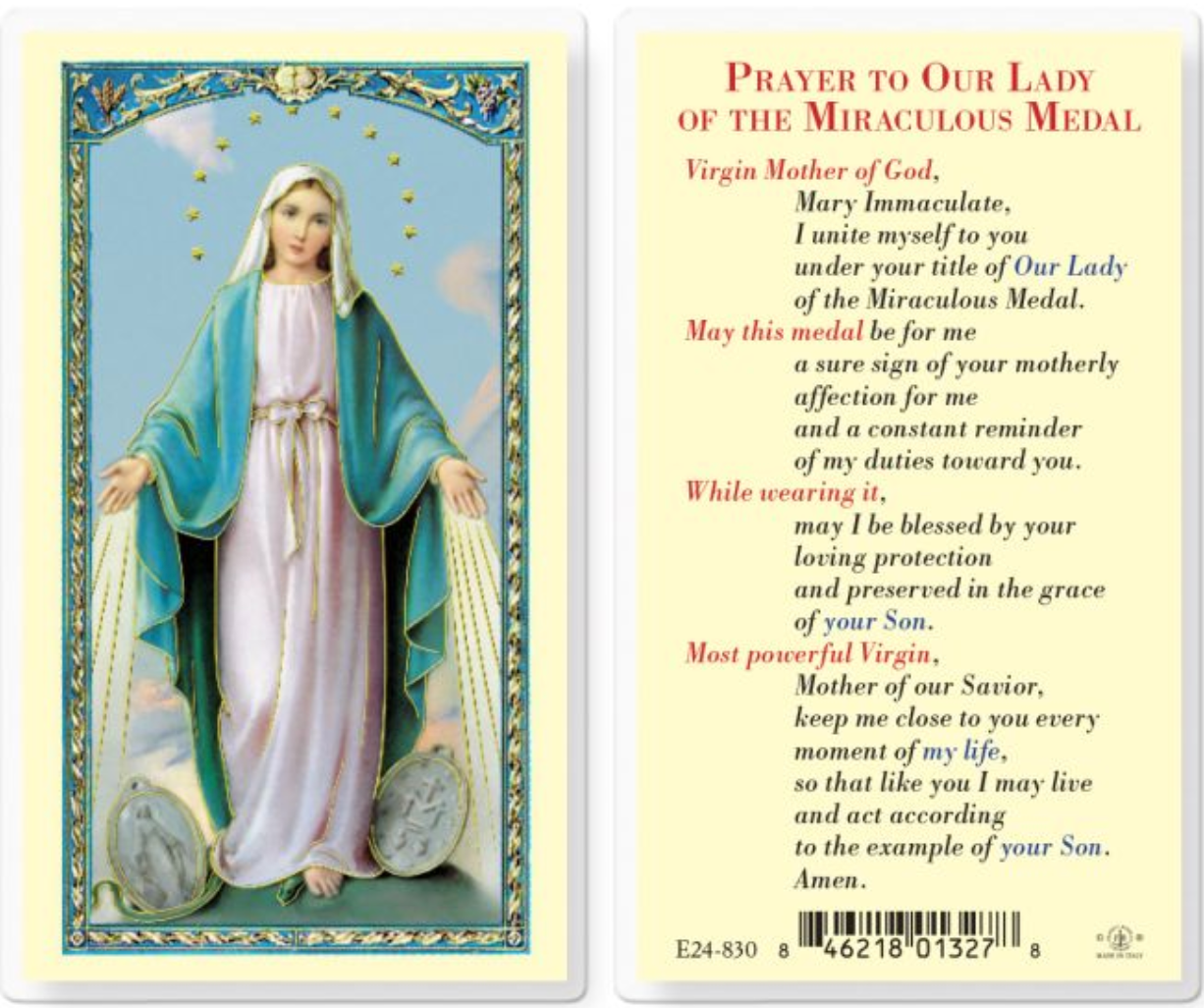 Our Lady of the Miraculous Medal Holy Card