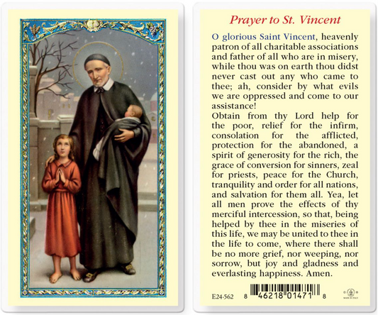 Prayer to Saint Vincent de Paul Holy Card
