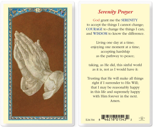 Serenity Prayer with Long Version Holy Card