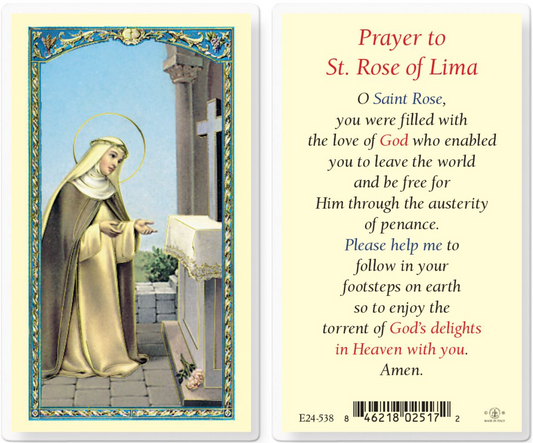 Prayer to St. Rose of Lima Holy Card