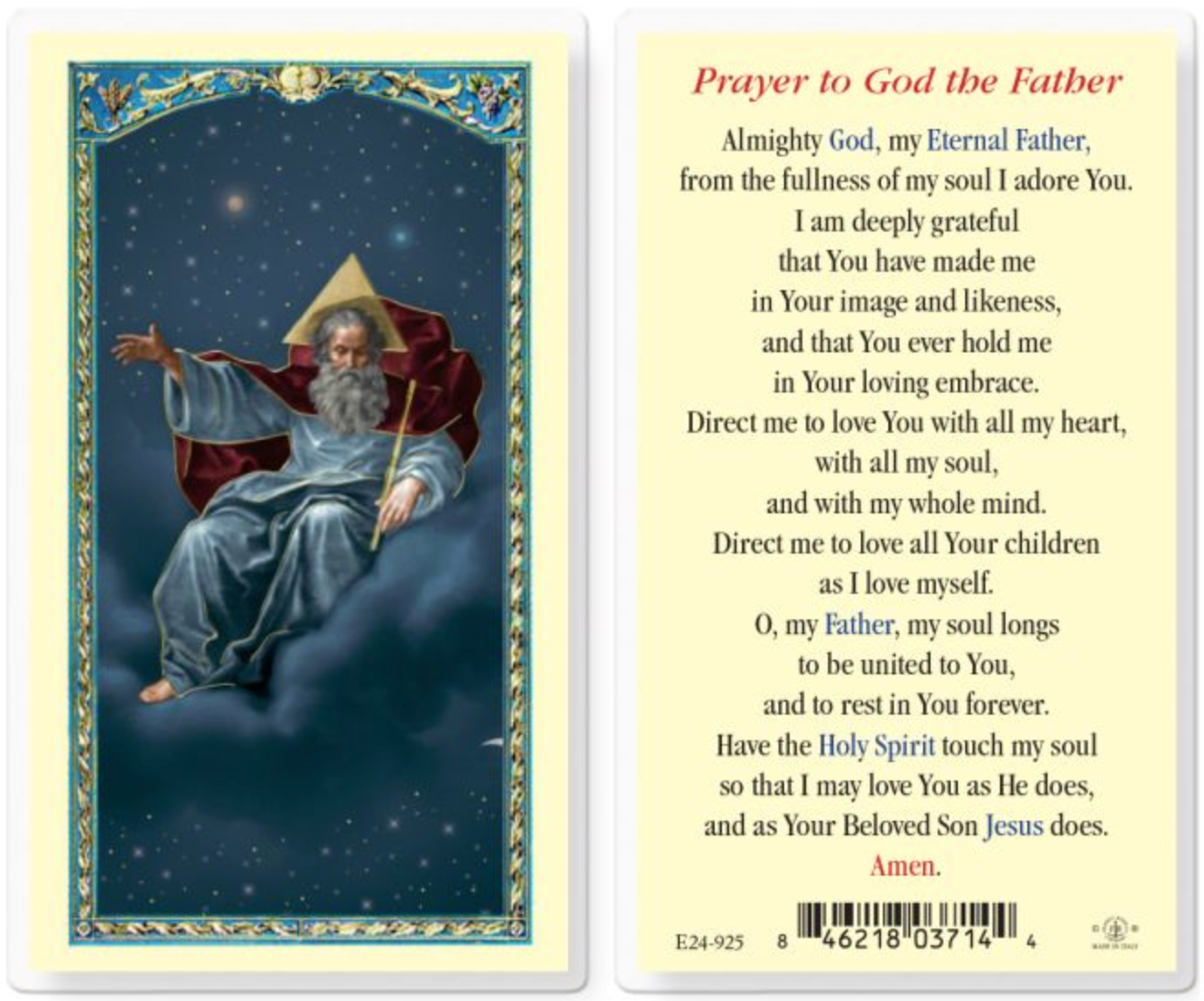 God The Father Laminated Holy Card