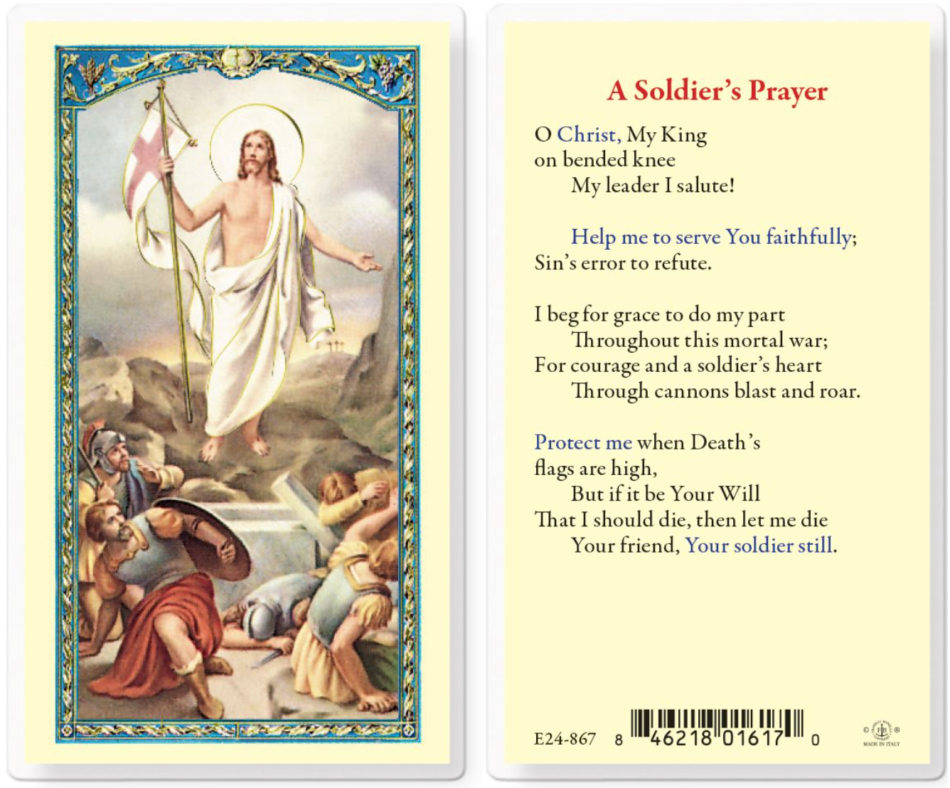 Carte de prière du soldat