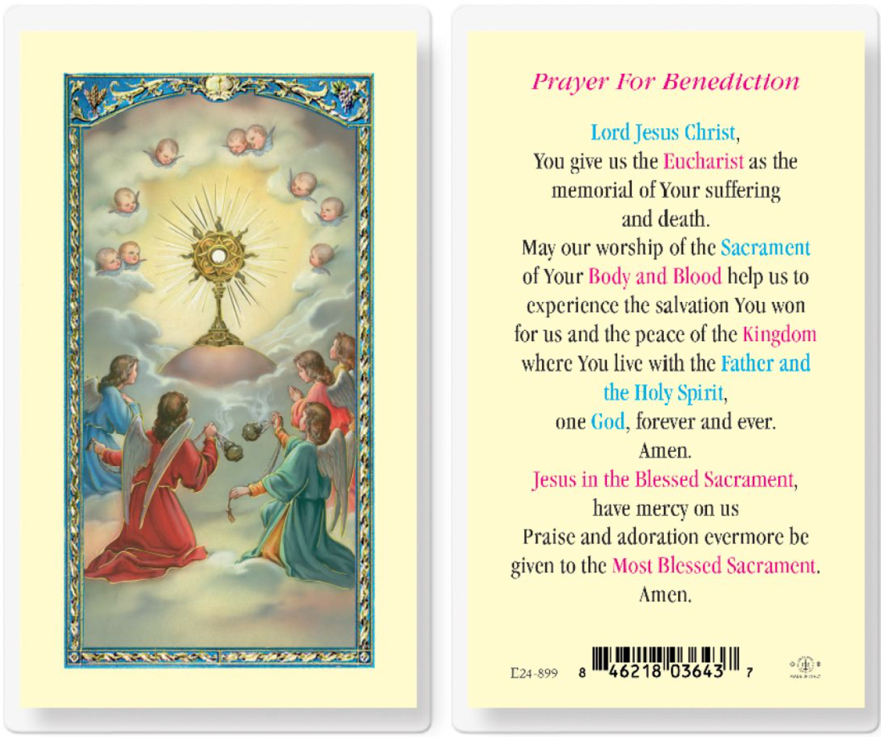 Prayer for Benediction Laminated Holy Card