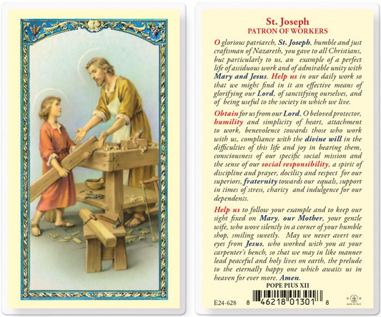 St. Joseph Patron of Workers Holy Card