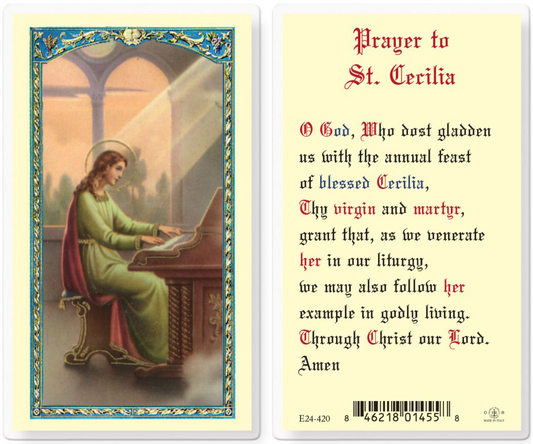 Prayer to Saint Cecilia Holy Card