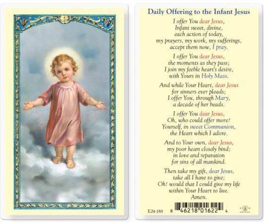 Daily Offering to Infant Jesus Laminated Holy Card
