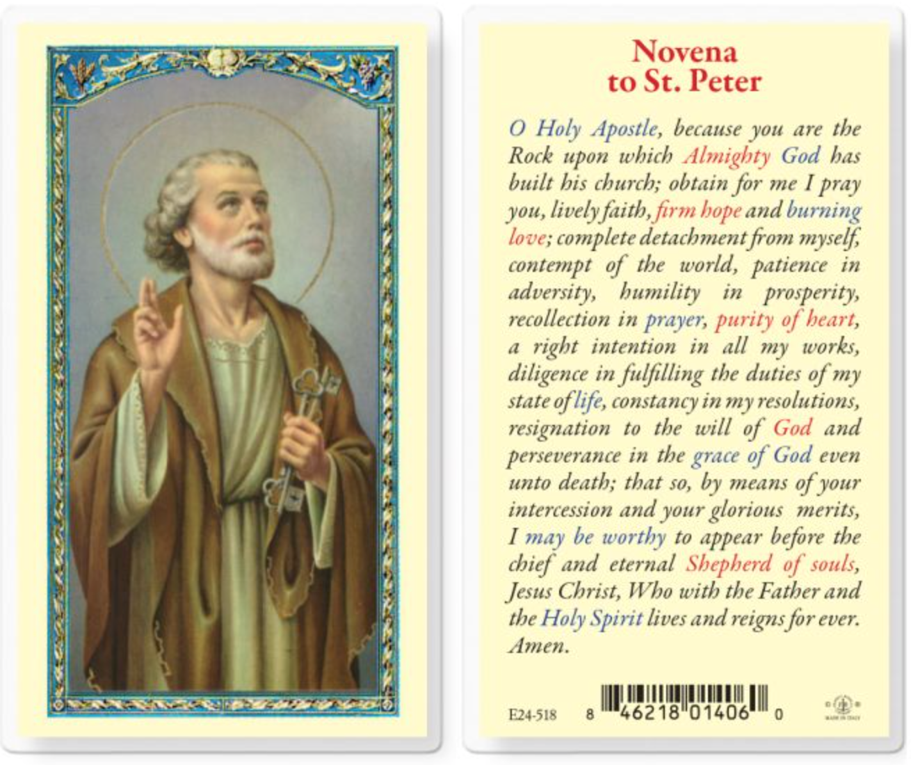 Novena a San Pedro Estampa Religiosa