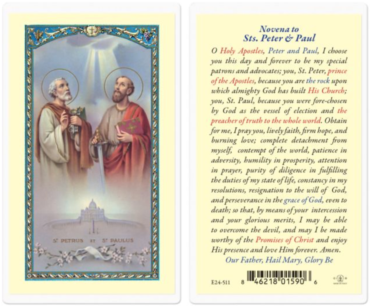 Novena a los Santos Pedro y Pablo Estampa
