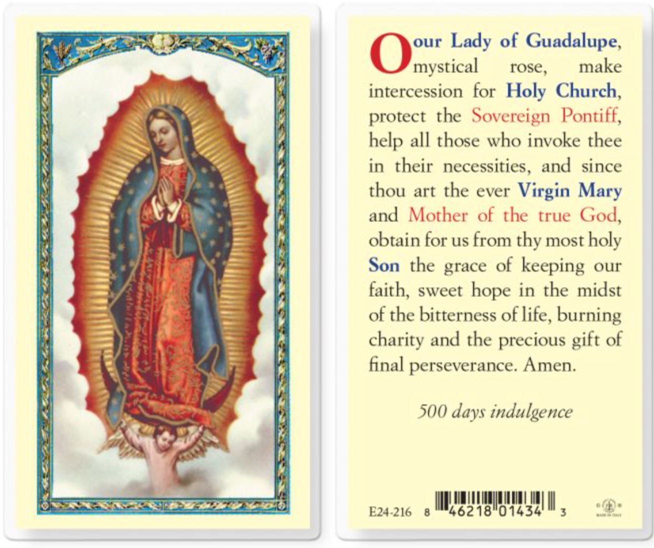Estampa de la Virgen de Guadalupe