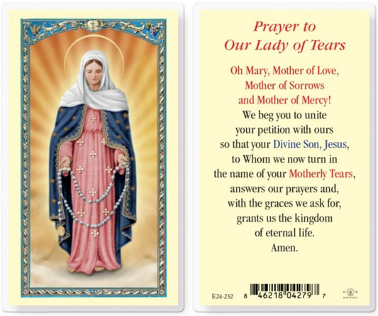Our Lady of Tears Holy Card