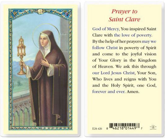 Prayer to St. Clare Holy Card