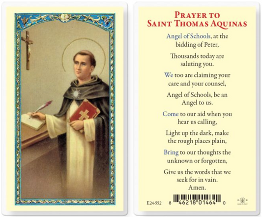 Prayer to Saint Thomas Aquinas Holy Card