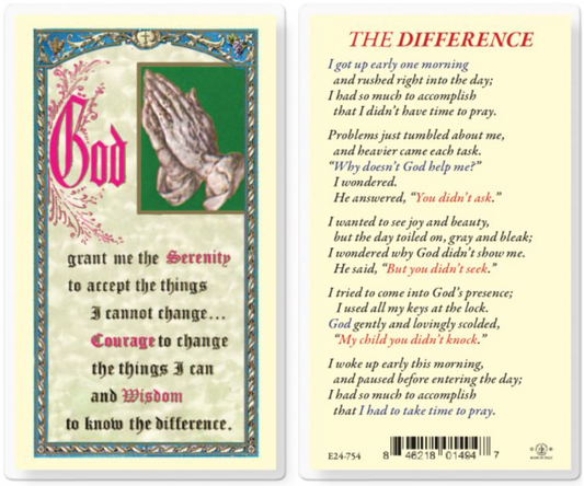 The Difference with Serenity Holy Card