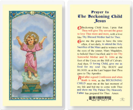 The Beckoning Child Jesus Holy Card