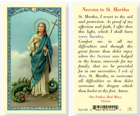 Saint Martha Novena Prayer Holy Card