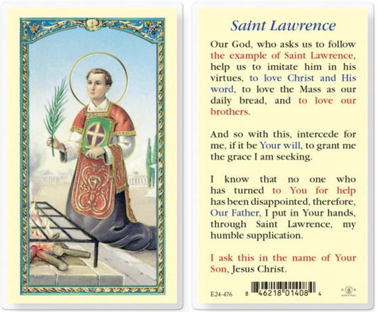 Saint Lawrence Holy Card