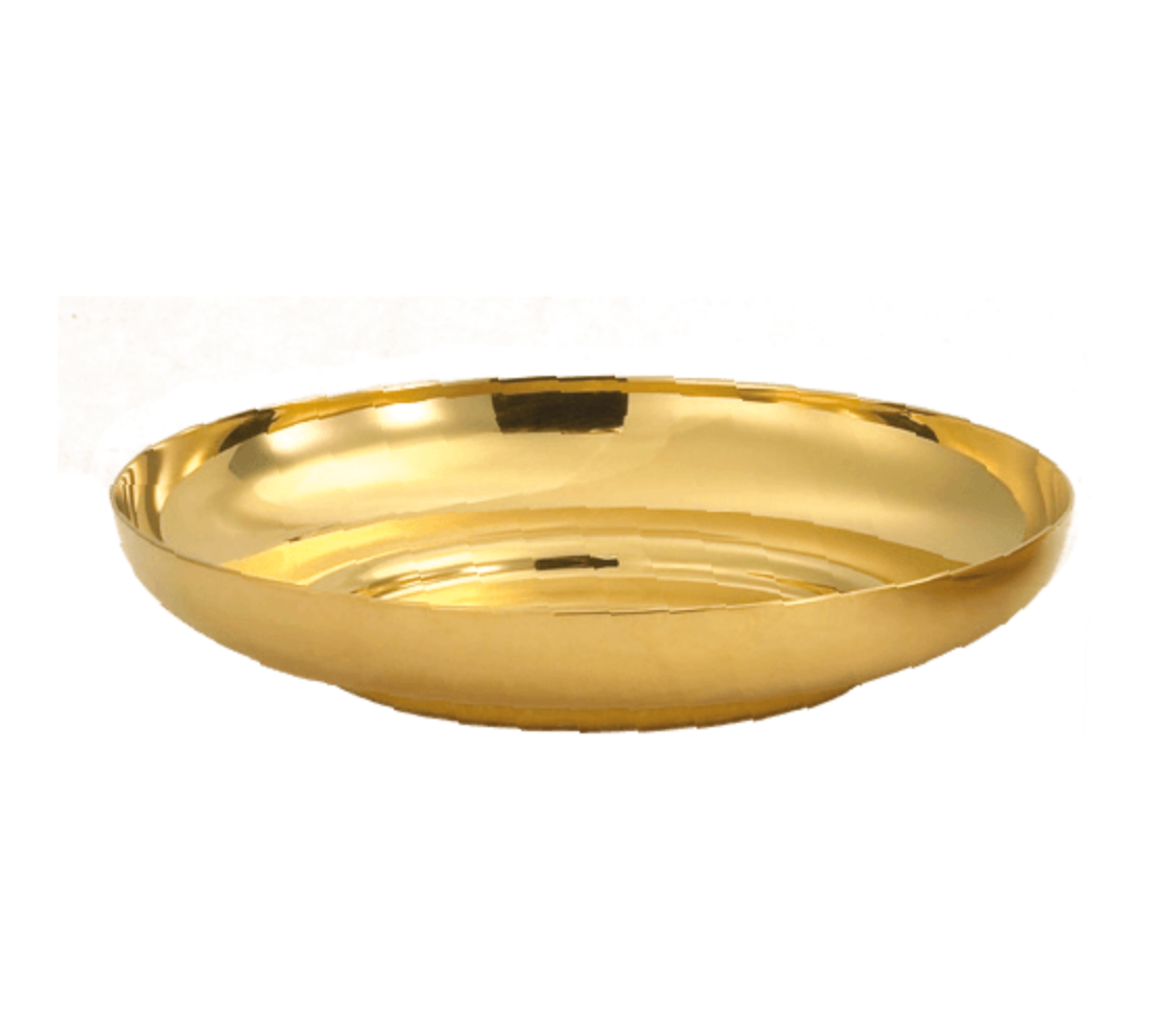 Patena dorada de 24 quilates - Pozo profundo de 15,5 cm, capacidad para 150 hostias