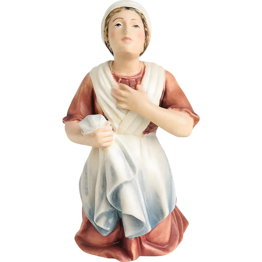 Kneeling St. Bernadette Sculpture, Hand Carved Wood