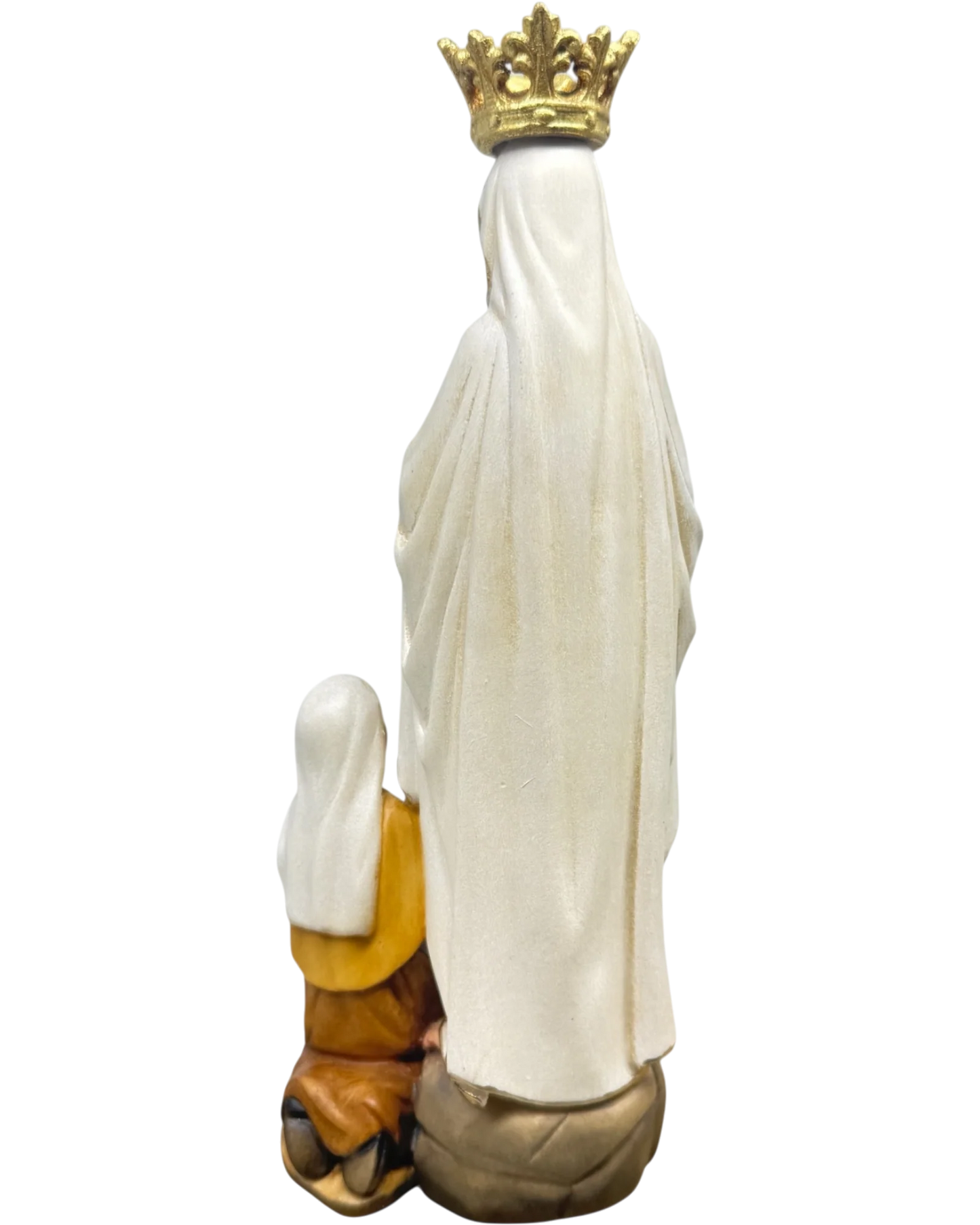 Escultura Nuestra Señora de Lourdes y Bernadette en madera de Val Gardena, color