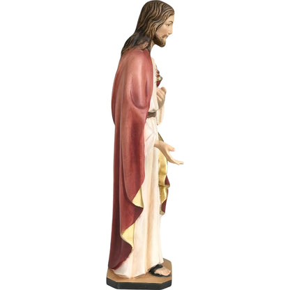 Sculpture Cœur Sacré de Jésus peinte à la main, 60cm