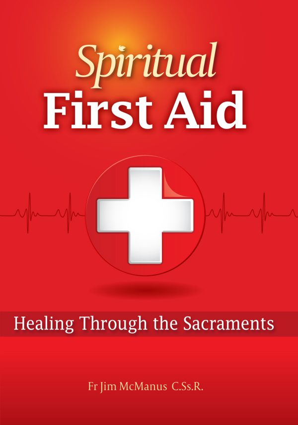 Book cover of 'Spiritual First Aid' with a red background and white cross symbol.