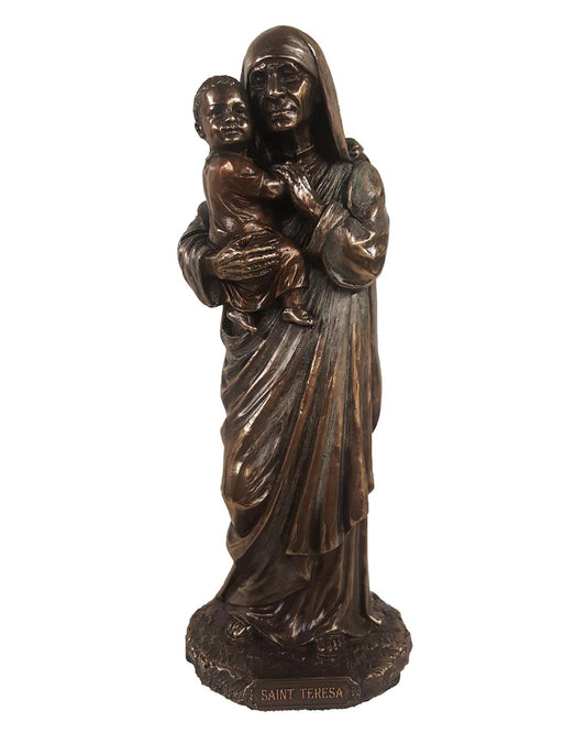 St. Teresa of Calcutta Bronze-Painted Statue 8"