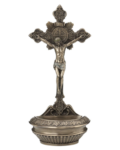 St. Benedict Crucifixion Holy Water Font 9.5"
