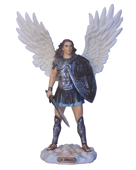 Statue de Saint Michel sans Diable en couleur 28 cm