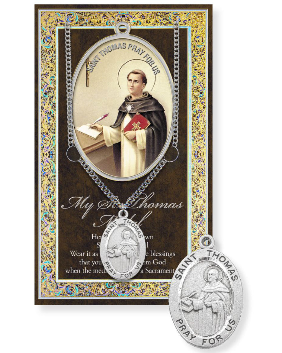 Medalla de Santo Tomás de Aquino con cadena