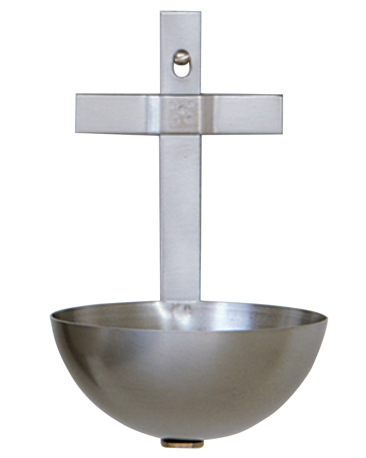 Stainless steel hanging bowl on a white background