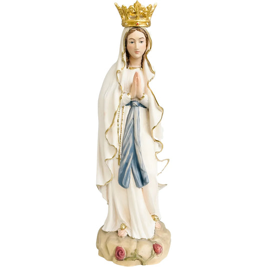 Statue en bois de Notre-Dame de Lourdes Immaculée Conception avec couronne