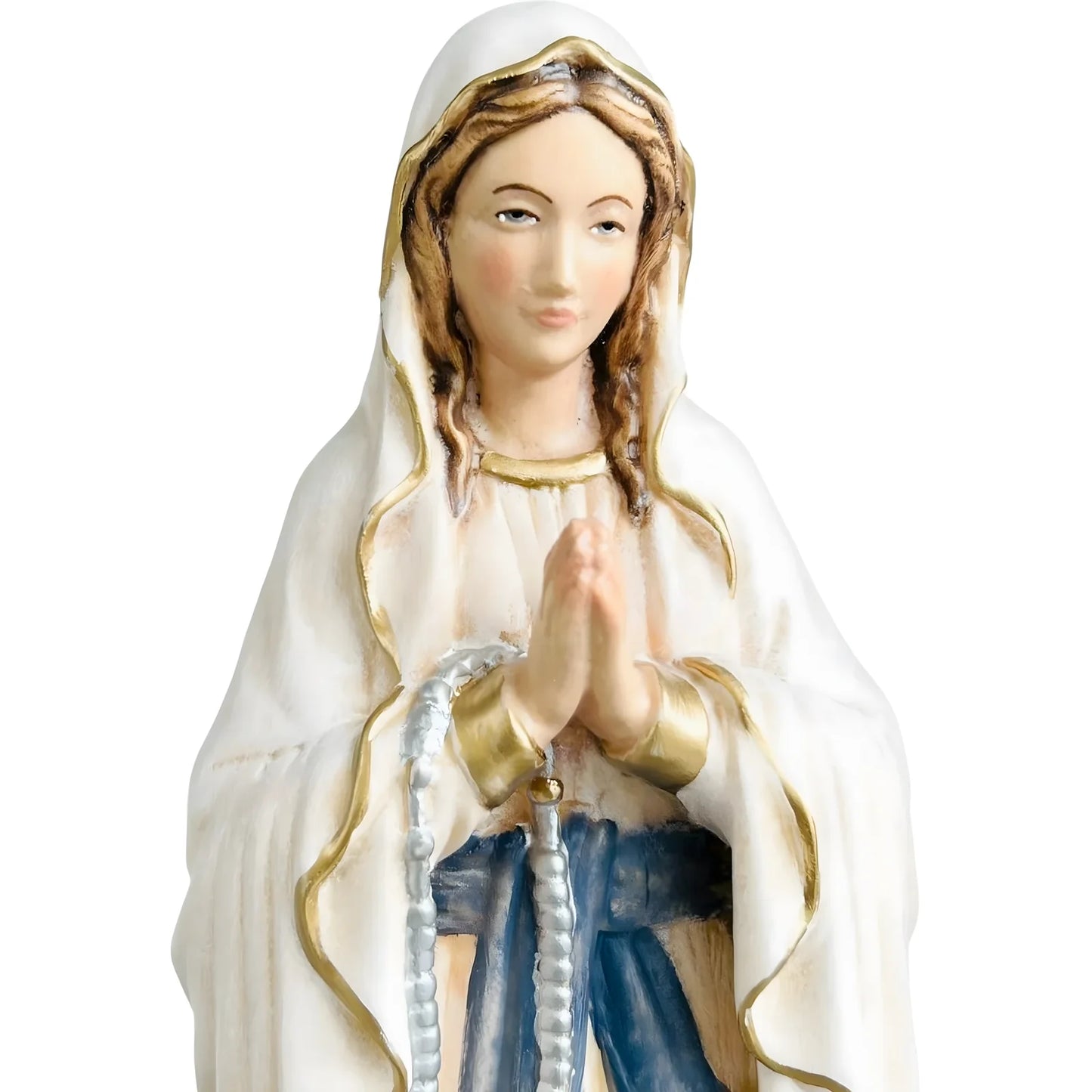 Estatua de madera de Nuestra Señora de Lourdes tallada a mano, Color