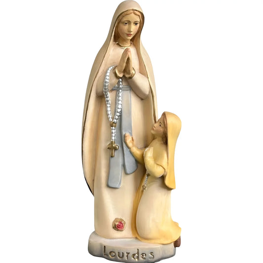 Statue of Our Lady of Lourdes with Saint Bernadette in Wood, Val Gardena