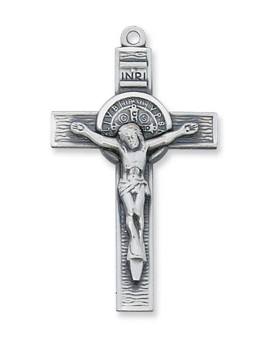 Collier en argent sterling avec crucifix de Saint Benoît