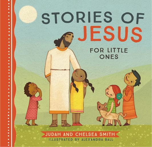 Book cover of 'Stories of Jesus for Little Ones' with illustrations of a man and children.
