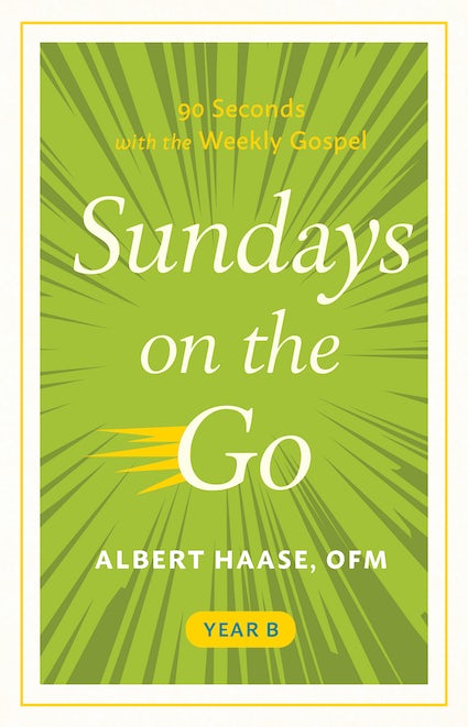 The cover of the book 'Sundays on the Go' by Albert Haase, OFM, featuring a green background with title and author text.