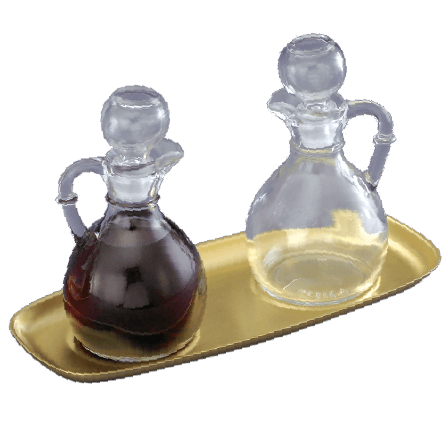 Vinagrera de Latón con Bandeja Asegurada – Botellas de 6 oz