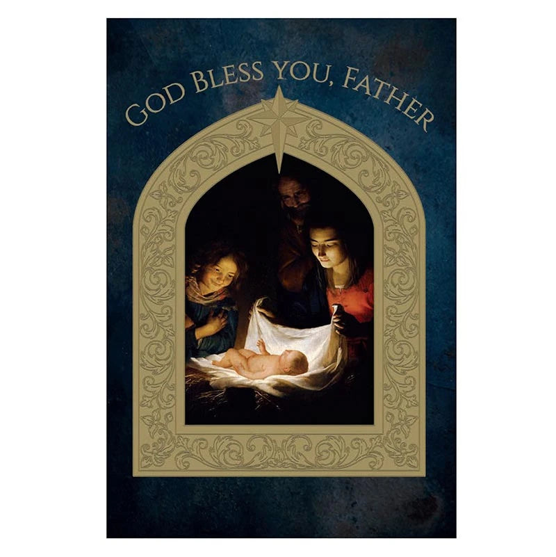 Adoration of the Child Priest Christmas Card