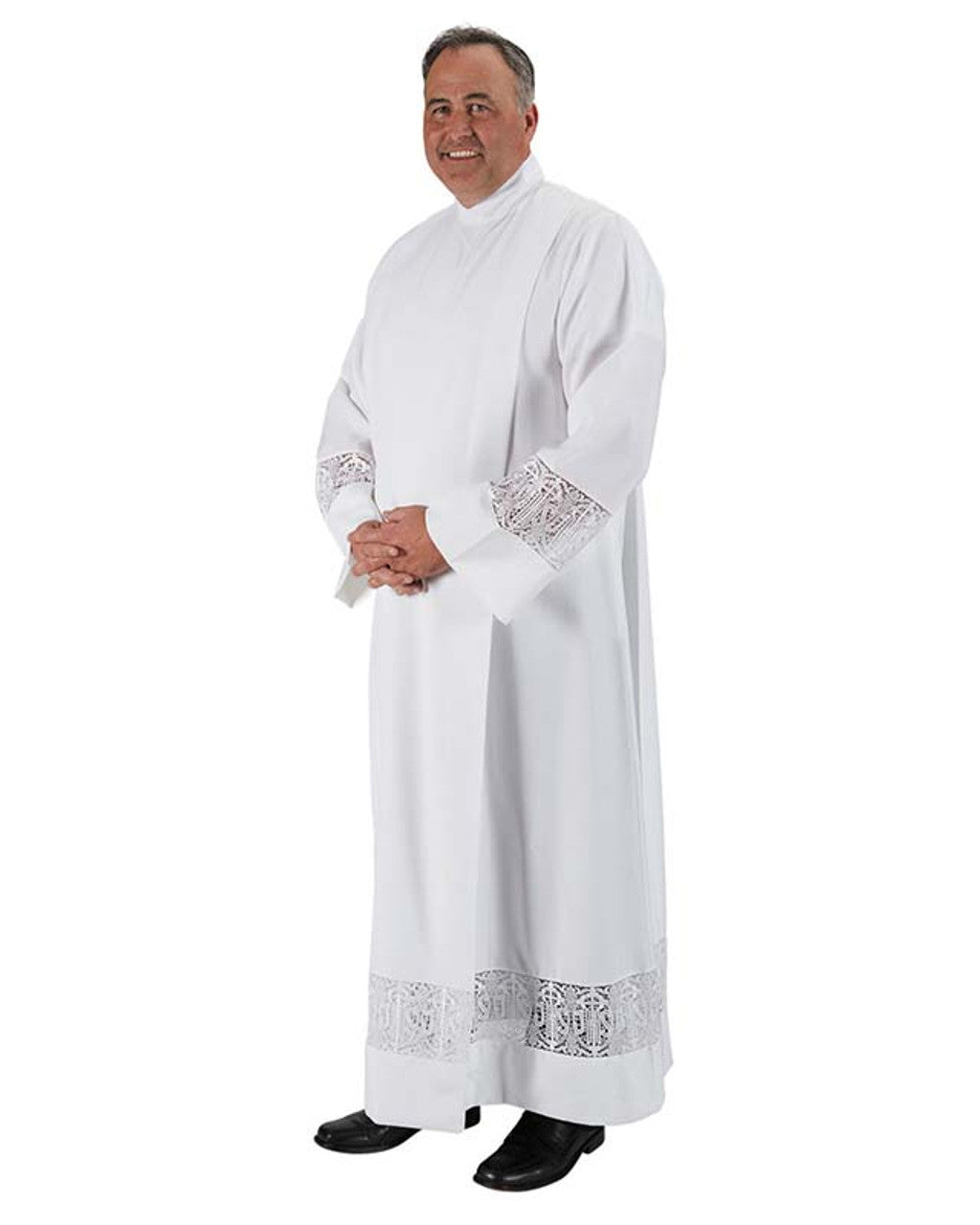 Latin Cross and IHS Lace Front Wrap Alb