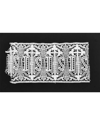 Latin Cross and IHS Lace Front Wrap Alb