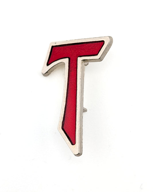 Red letter 'T' on a white background