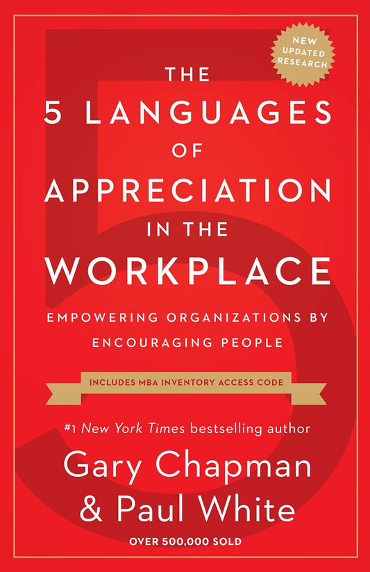 Book cover of 'The 5 Languages of Appreciation in the Workplace' with a red background and white text.