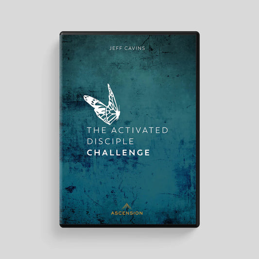 Book cover of 'The Activated Disciple Challenge' by Jeff Cavins on a gray background